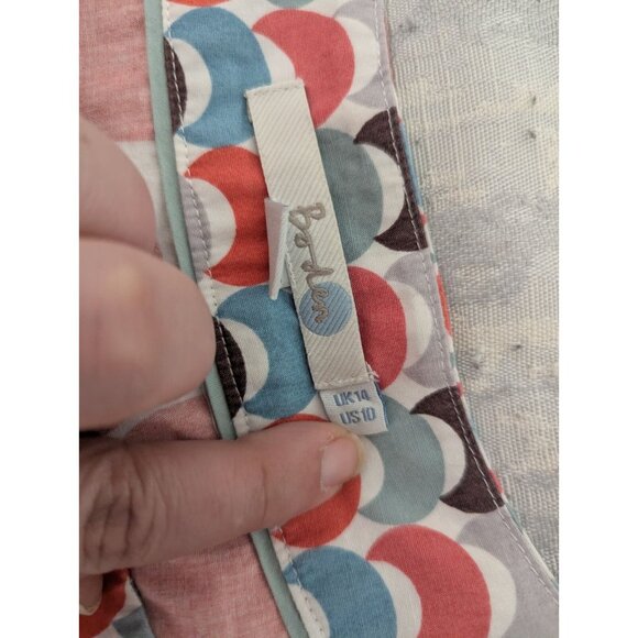 Women's Boden Geometric Blue Orange 3/4 Sleeve Cotton Beach Kaftan Tunic Size 10 - Picture 7 of 13